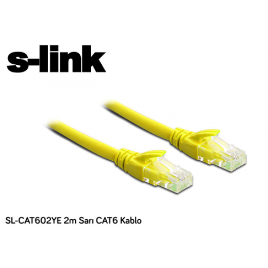 S-LINK SL-CAT602YE, CAT6, Patch, 2Mt, Kablo (Sarı)