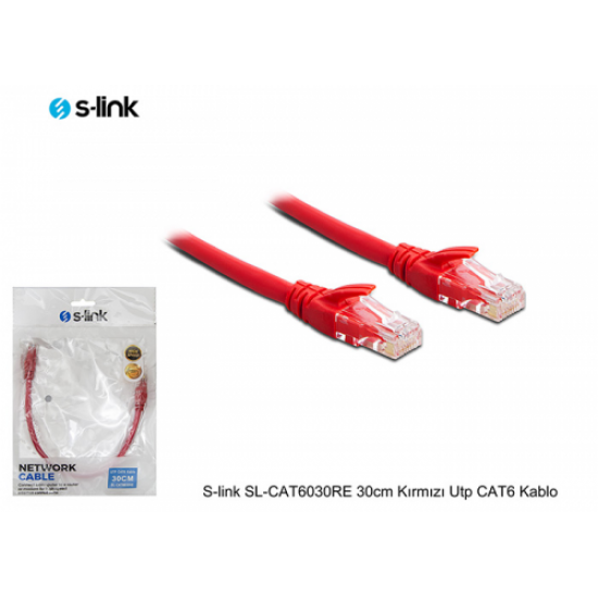 S-LINK SL-CAT6030 CAT6 Patch 30CM Kablo (Kırmızı)