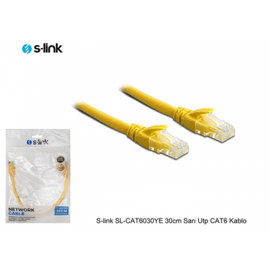 S-LINK SL-CAT6030 CAT6 Patch 30CM Kablo (Sarı)