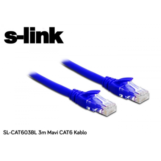 S-LINK SL-CAT603BL, CAT6, Patch, 3Mt, Kablo (Mavi)