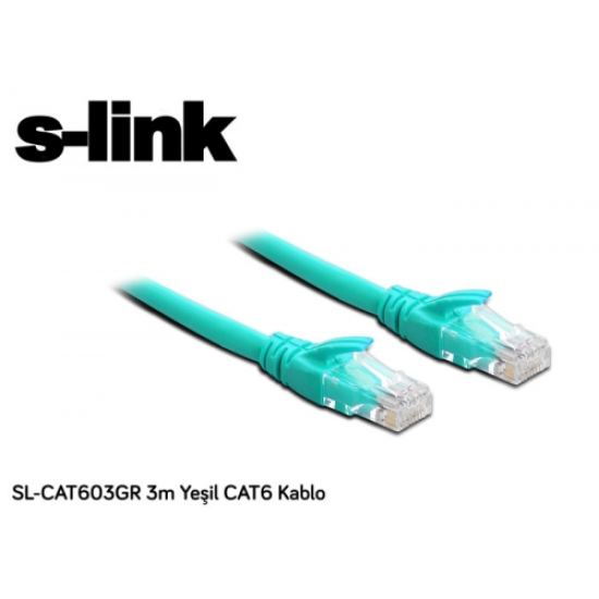 S-LINK SL-CAT603GR, CAT6, Patch, 3Mt, Kablo (Yeşil)