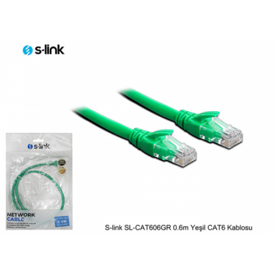 S-LINK SL-CAT606 CAT6 Patch 60CM Kablo (Yeşil)