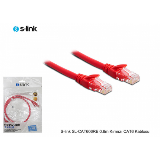 S-LINK SL-CAT606 CAT6 Patch 60CM Kablo (Kırmızı)