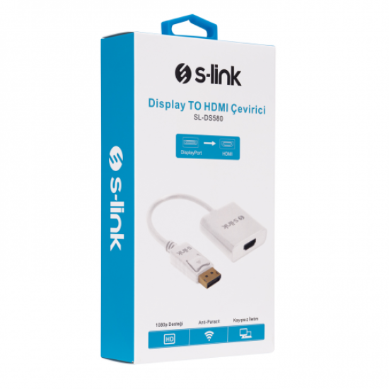 S-LINK SL-DS580, Display Port (DP) To HDMI Çevirici Adaptör (10cm)
