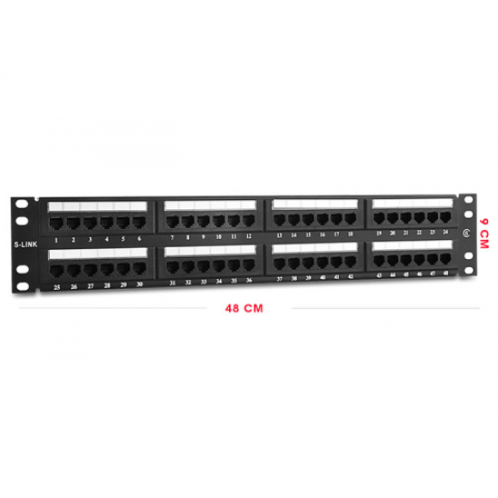 S-LINK SL-P648 Cat6 Patch Panel, 48-Port, UTP, 1U