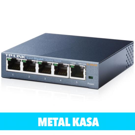 TP-LINK TL-SG105, 5 Port, GigaBit, Metal Kasa, Yönetilemez, Masaüstü Switch