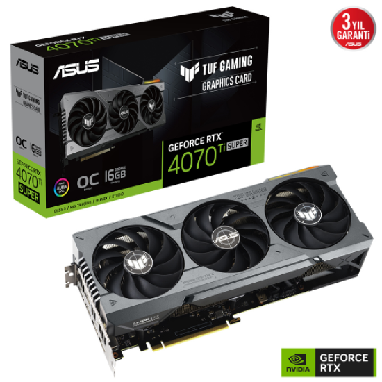 ASUS TUF-RTX4070TIS-O16G-GAMING, 16Gb, 256Bit, GDDR6X, 2xHDMI, 3xDP GAMING Ekran Kartı