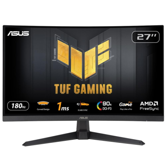 ASUS TUF GAMING VG27VQ3B 27’’ 1ms, 180Hz, Full HD Curved, DP, 2xHDMI, Hoparlör, Fast VA Panel, Düşük Mavi Işık, FreeSync Premium, GAMING Monitör