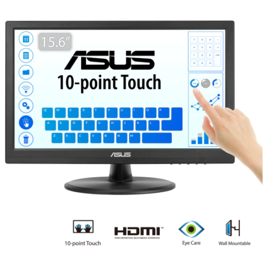 ASUS VT168HR 15.6’’ 5ms, 60Hz, Dokunmatik, HDMI, D-Sub, Düşük Mavi Işık, FreeSync, TN Panel Monitör