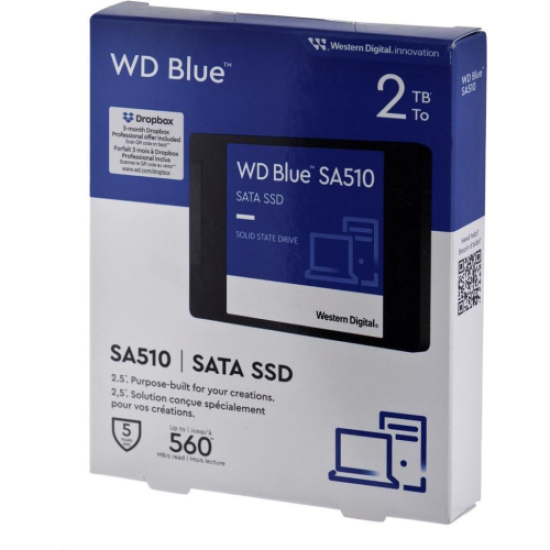 WD Blue SA510, WDS200T3B0A, 2TB, 560/510, 3D NAND, 2,5’’ SATA, SSD