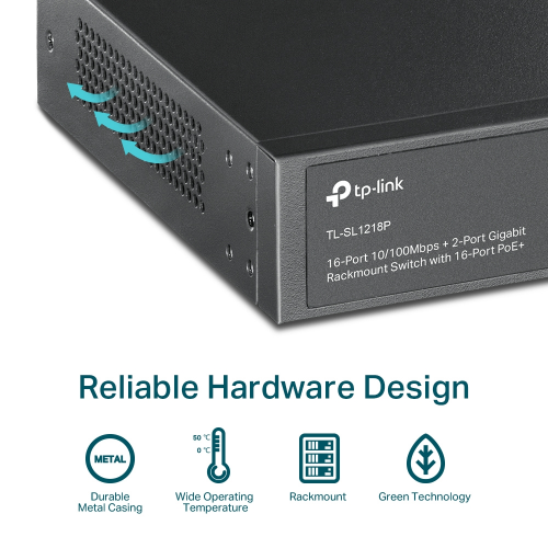 TP-LINK%20TL-SL1218P,%2016%20Port%20Poe,%20Megabit,%20+%201Port%20SFP,%20150W,%20Yönetilemez,%20Rackmount%20Switch