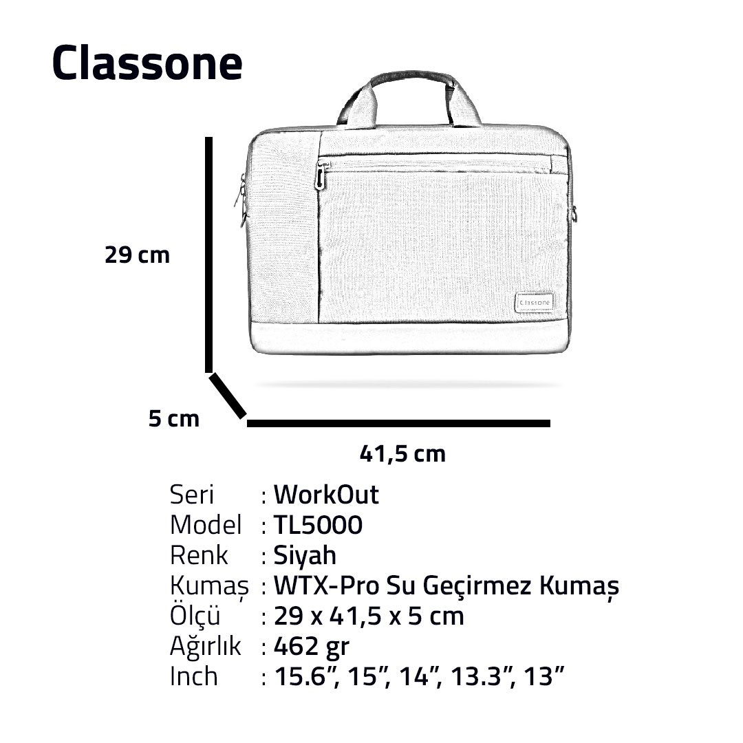 Classone%20TL5000-Wl600%20Wtxpro%20Su%20Geçirmez%20Kumaş%2015.6%20Inç%20Uyumlu%20Notebook%20,laptop%20El%20Çantası+WL600%20Kablosuz%20Mouse